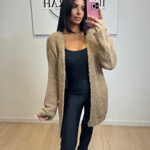 Gilet bouclette camel