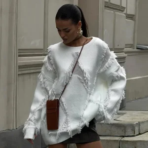 Léana | Pull Oversize Effet Effiloché