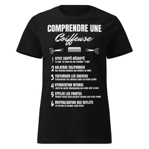 ✂️T-SHIRT Femme « COMPRENDRE UNE COIFFEUSE » – LE DÉCODEUR HILARANT DES PROS DU CHEVEUX
