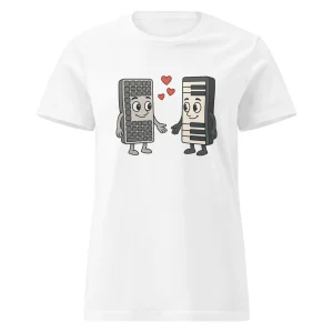 T-shirt Femme « Claviers Amoureux » – Cadeau geek pour informaticienne et musicienne 🎹💻